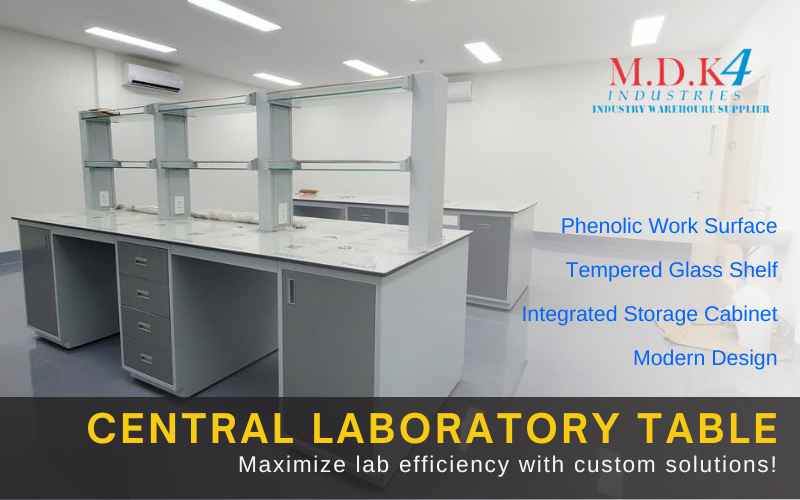 Chemical-Resistant Lab Workbench with Versatile Shelves